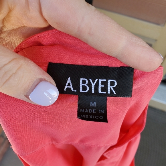 A. Byer Women's Coral Pink 3/4 Sleeve Blouse Size Medium EUC - Picture 5 of 14